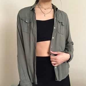 Super cute green button up